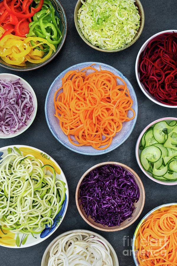 Vegetable Photograph - Spiralized Vegetables in Bowls by Tim Gainey