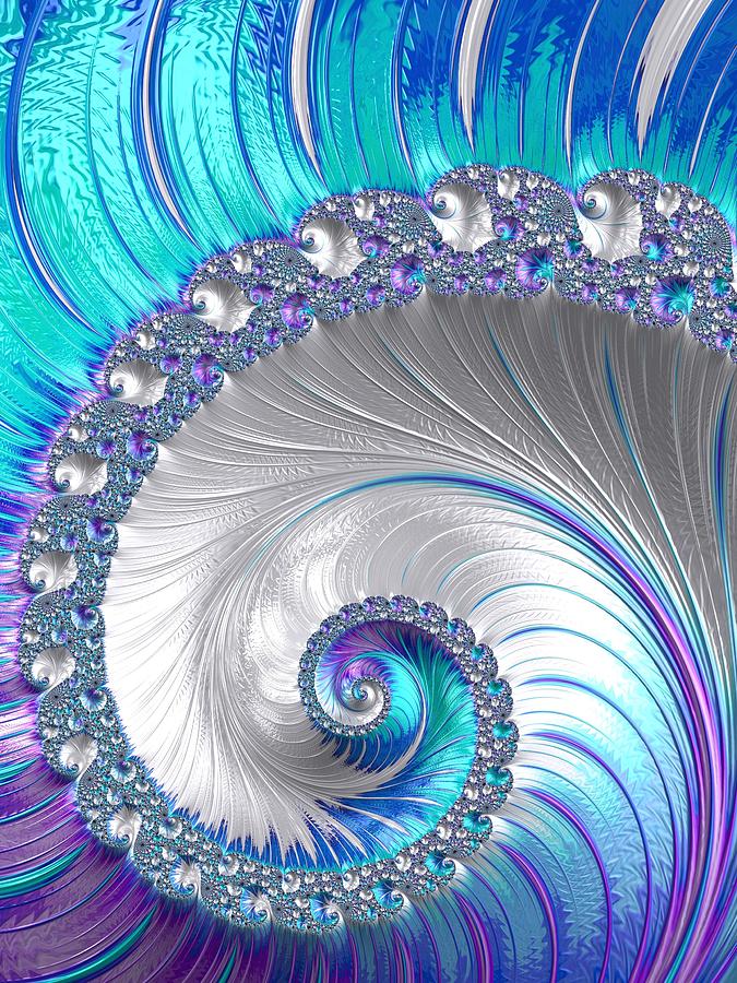 Spiralling Spring Fractal Digital Art by Mo Barton