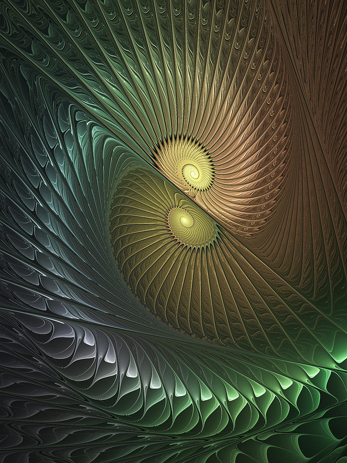 Spirals In Love, Modern Fantasy Fractal Art Digital Art by Gabiw Art