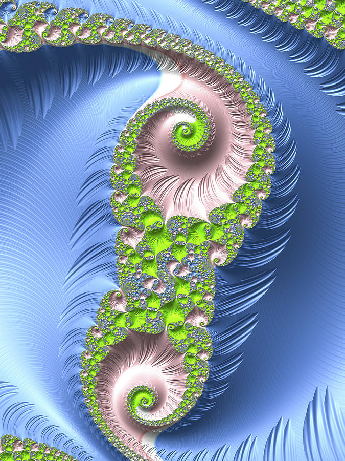 Spirals Rose Quartz Serenity and Greenery Digital Art by Matthias Hauser