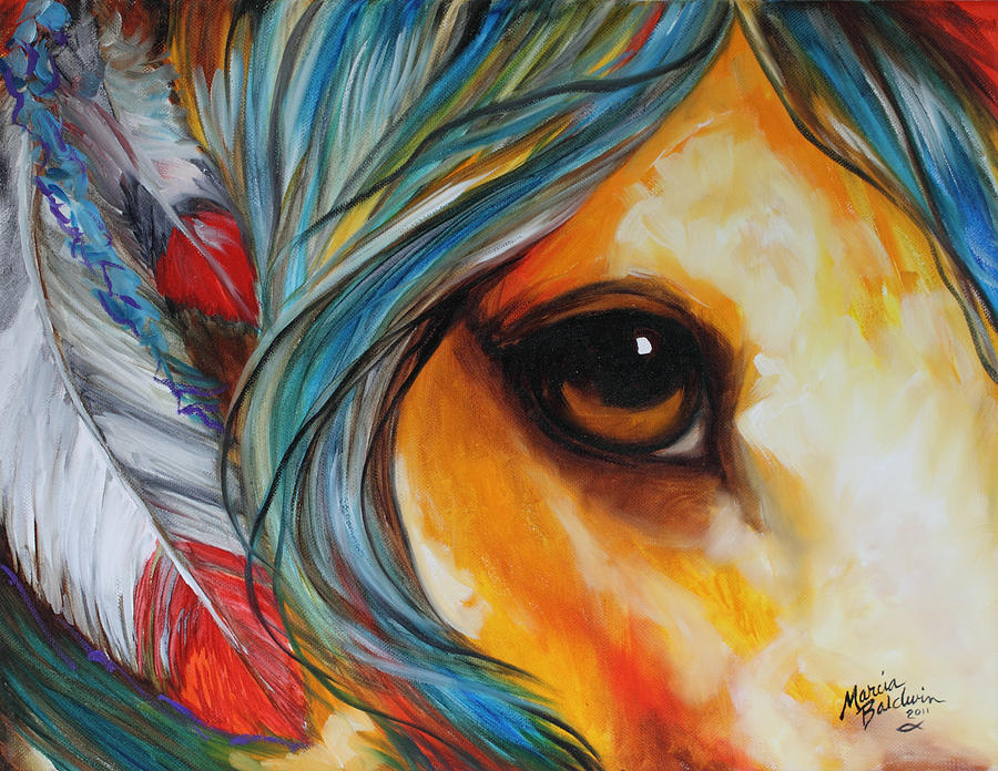 Horse Painting - Spirit Eye Indian War Horse by Marcia Baldwin