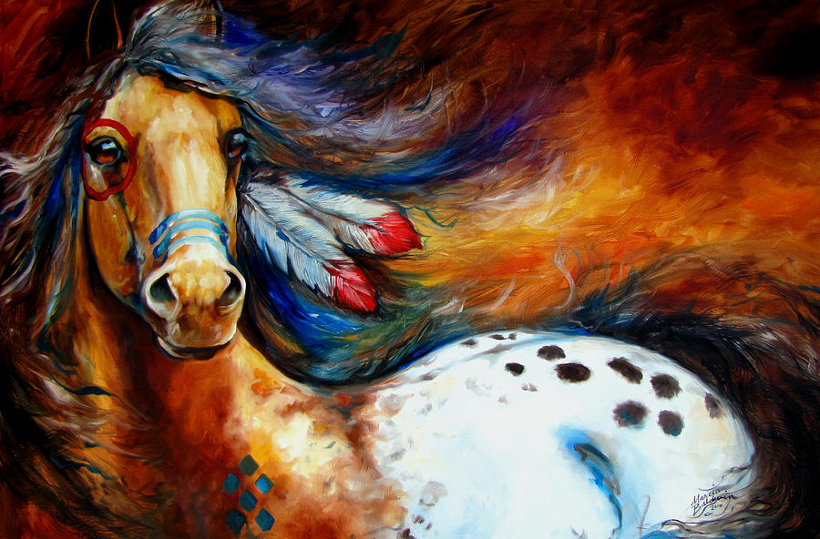 Horse Painting - Spirit Indian Warrior Pony by Marcia Baldwin