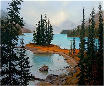 Landscape Painting - Spirit Island - Maligne Lake by Dmitry Oivadis Landscape Painting - Spirit Island - Maligne Lake by Dmitry Oivadis
