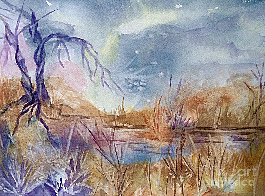 Spirit Lights Over The Marsh Painting by Ellen Levinson