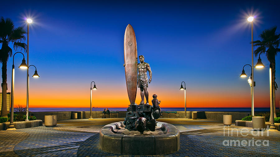 Spirit of Imperial Beach Surfer Sculpture Photograph by Sam Antonio