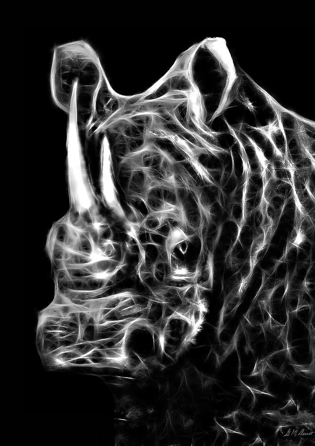 Black And White Mixed Media - Spirit of the White Rhino by Michael Durst