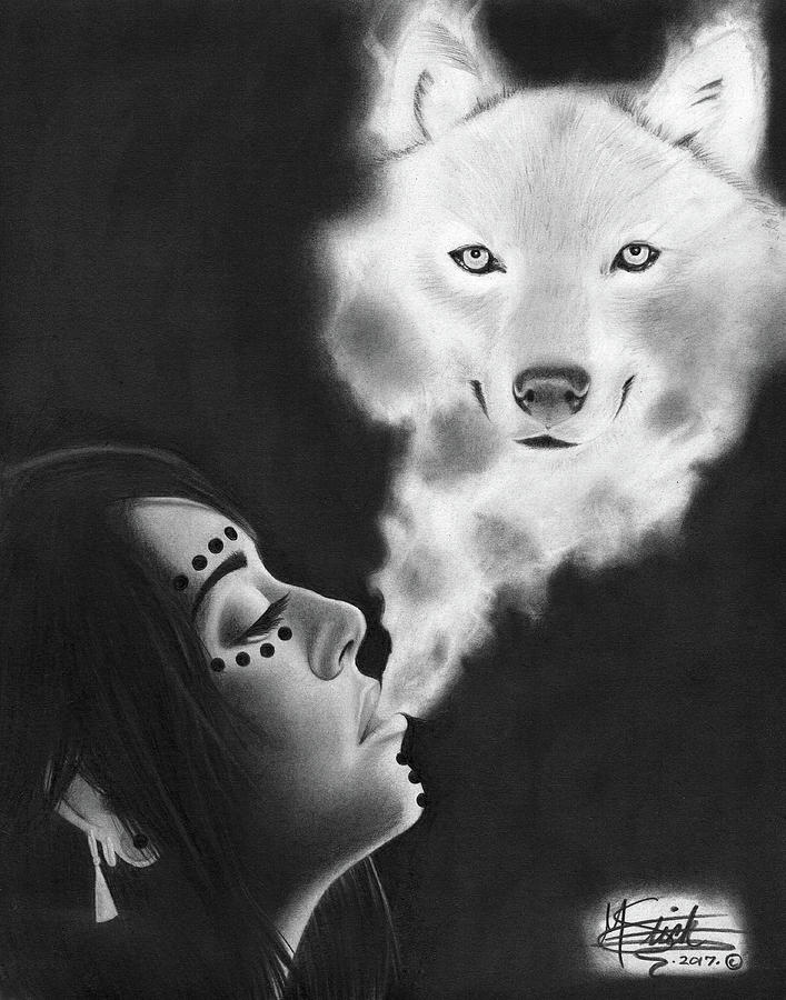 Spirit Wolf Drawing by Matt Stick - Pixels
