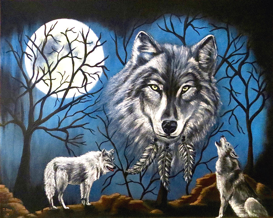 Spirit Wolf Painting by Teresa Wing