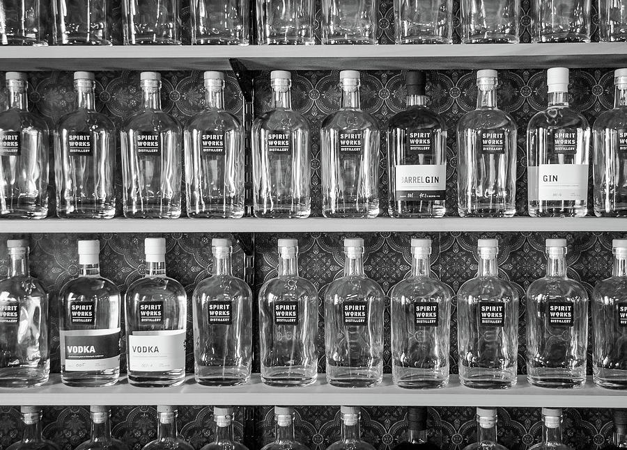 Black And White Photograph - Spirit World Bottles by T Brian Jones