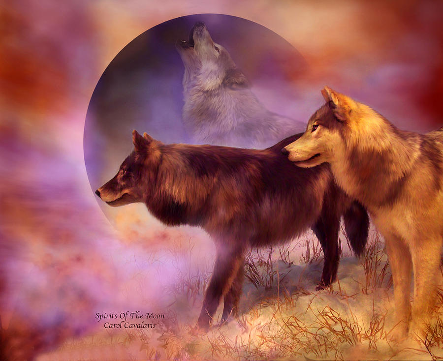 Wolves Mixed Media - Spirits Of The Moon by Carol Cavalaris