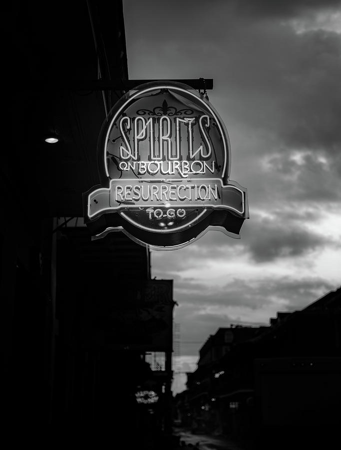 New Orleans Photograph - Spirits On Bourbon In Black and White by Greg and Chrystal Mimbs