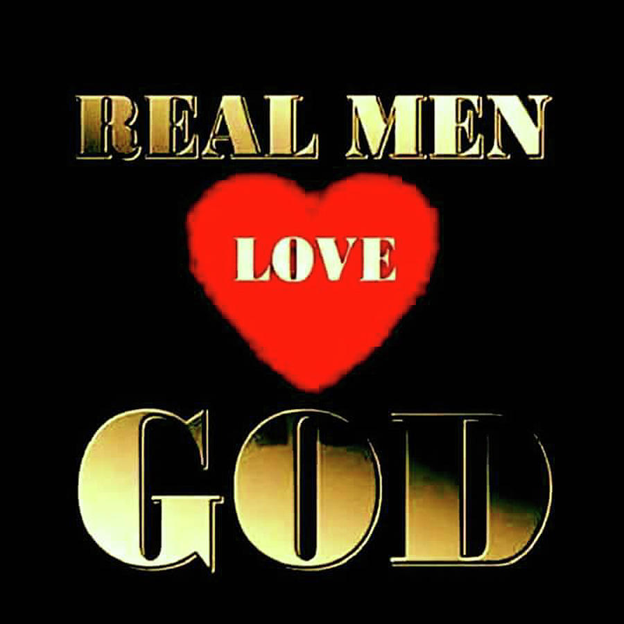 Spiritual 32 Real Men Love God T-shirt Painting by Herb Strobino