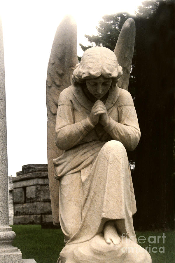 Angel Wings Photograph - Spiritual Guardian Angel Kneeling In Prayer  by Kathy Fornal