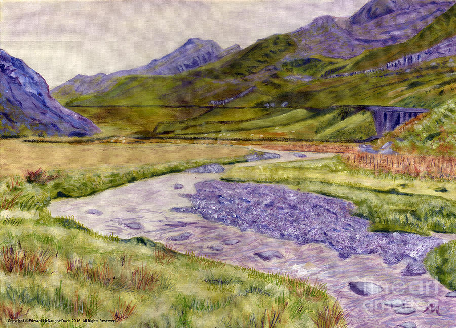 Spiritual Pathway Afon Nant Peris Snowdonia Painting by Edward McNaught-Davis