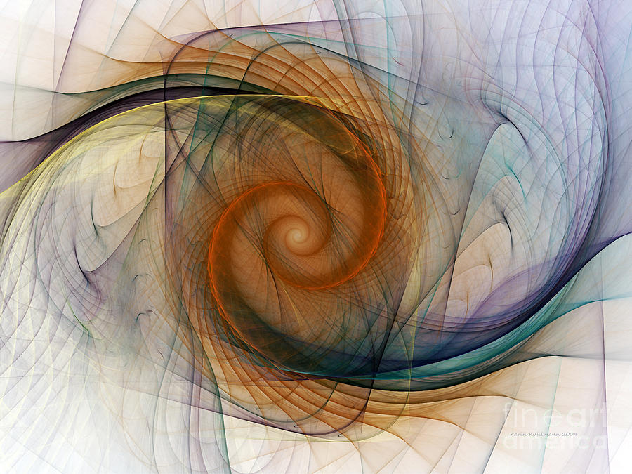 Abstract Digital Art - Spirograph Spiral by Karin Kuhlmann