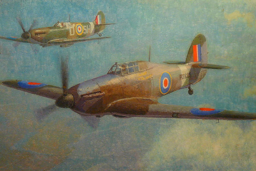 Ww2 Aircraft Painting - Spit And Hurri by Terry Perham