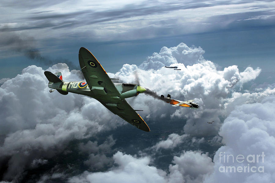 Spitfire AB910 Dieppe Digital Art by Airpower Art