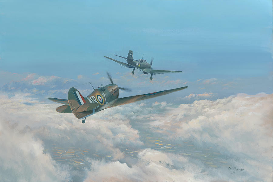 Spitfire and Stuka Painting by Richard Picton