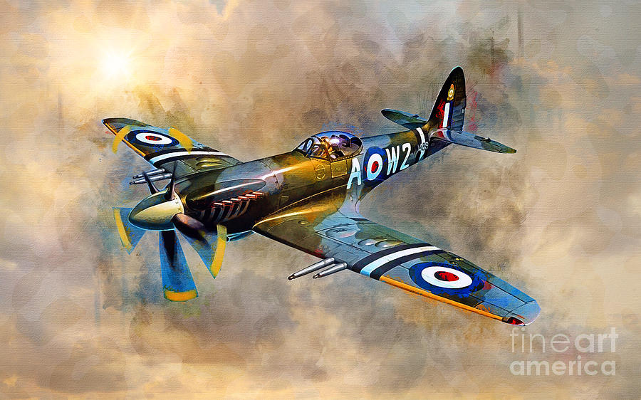 Vintage Painting - Spitfire Dawn Flight by Ian Mitchell