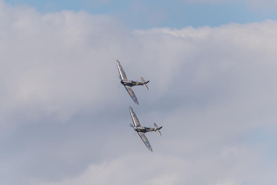 Airshow Photograph - Spitfire formation pair by Gary Eason