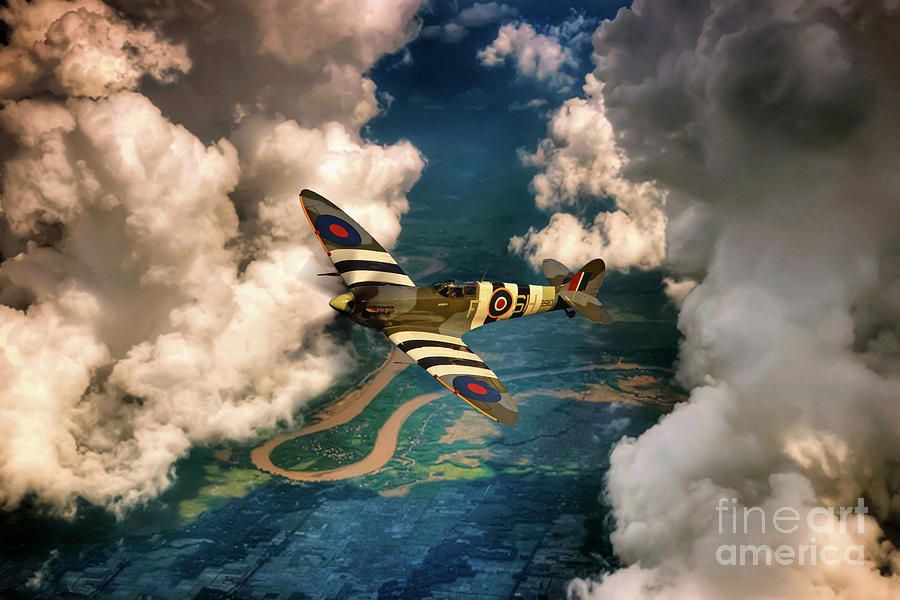 Spitfire In The Clouds Digital Art by Airpower Art