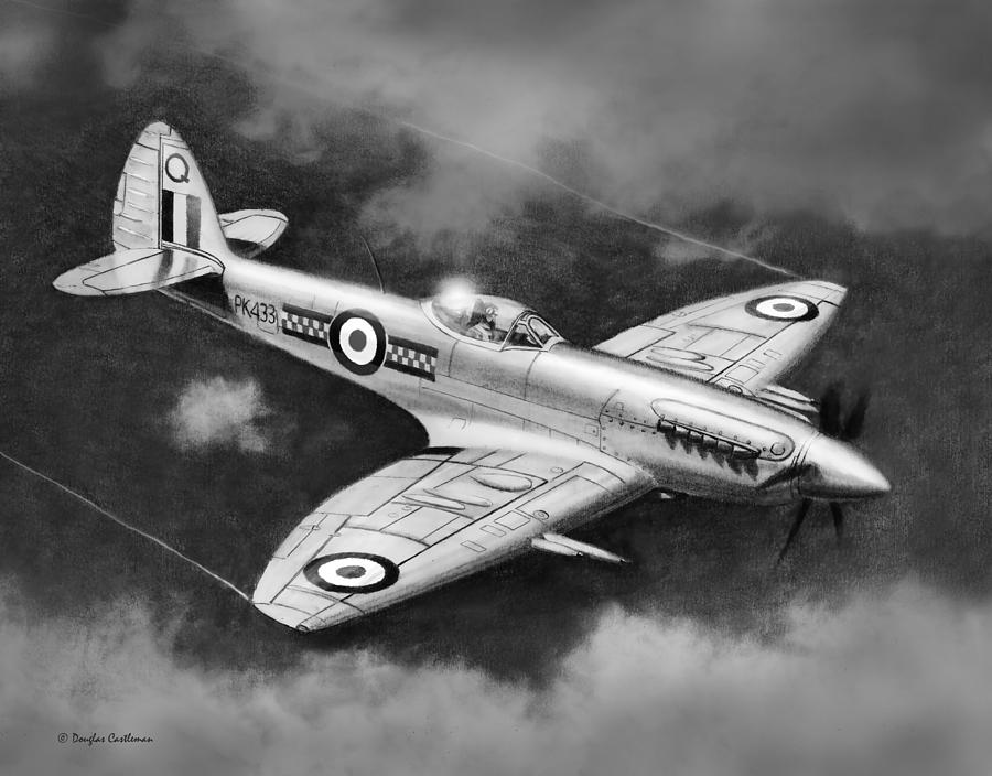 Spitfire Mark 22 Drawing by Douglas Castleman
