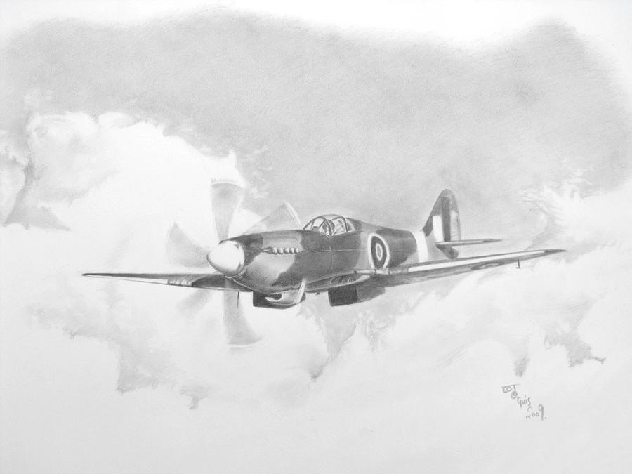 Spitfire MK 21 Drawing by Ed Teasdale Fine Art America