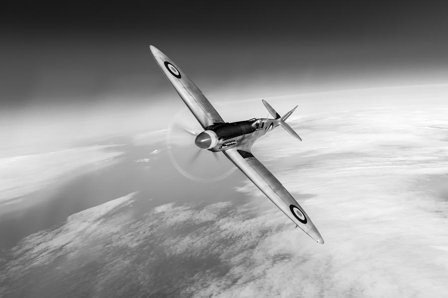 Spitfire PR XIX PS852 black and white version Photograph by Gary Eason