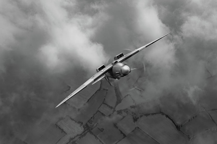Spitfire PR XIX PS915 looping BW version Photograph by Gary Eason
