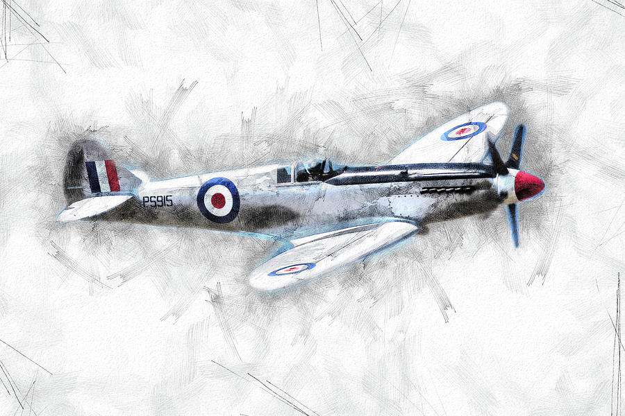 Spitfire Drawing - Line Art, HD Png Download - vhv