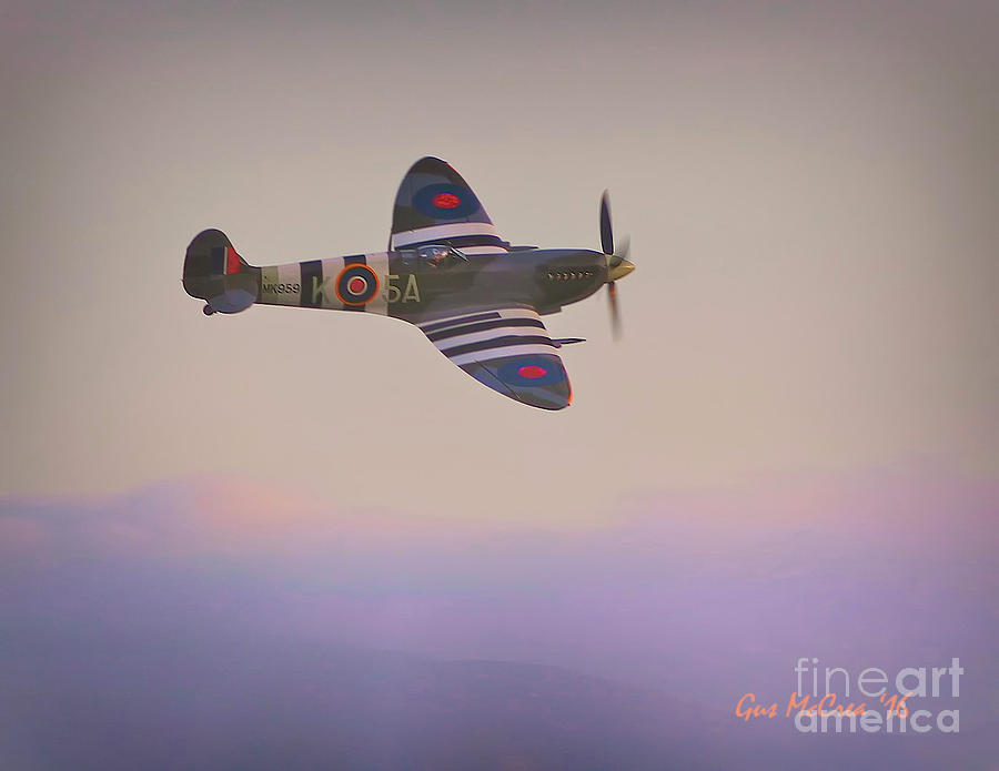 Spitfire Sunset With Warren Pietsch 2016 Planes of Fame Air Show Photograph by Gus McCrea