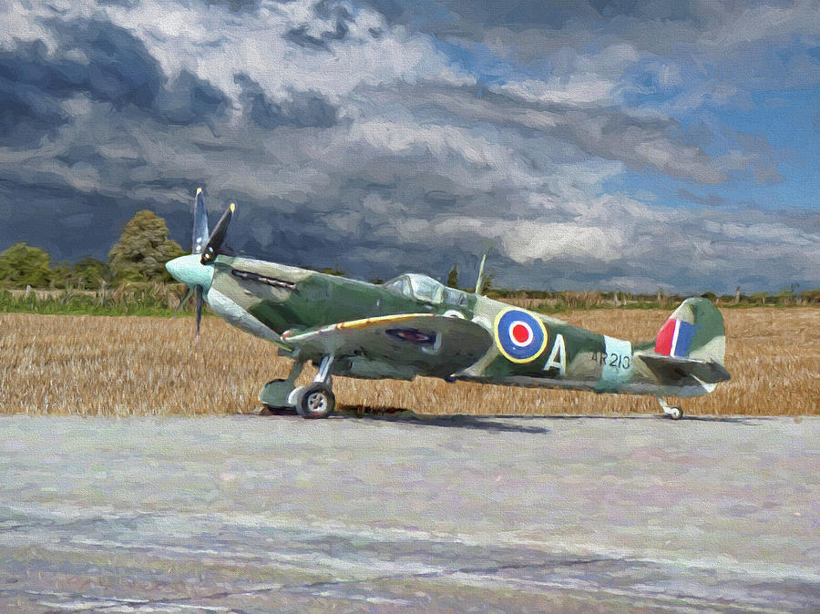 Aircraft Photograph - Spitfire under Storm Clouds by Paul Gulliver