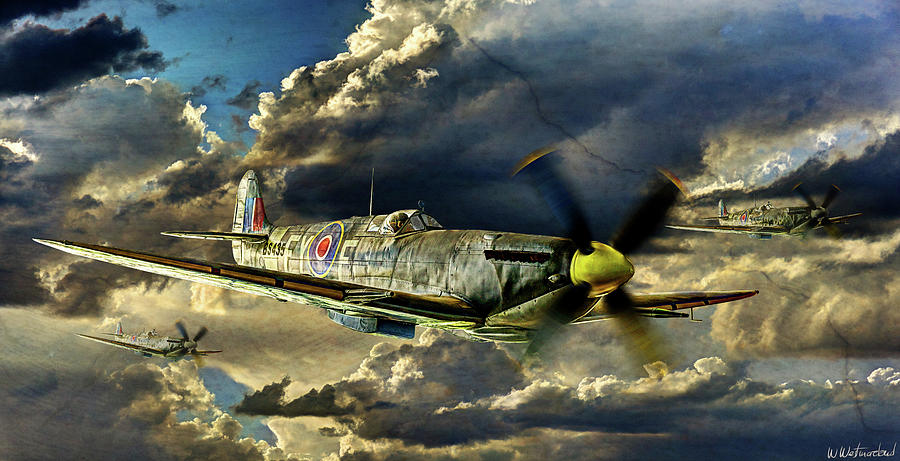 Spitfires coming from the Sun - vintage version Photograph by Weston Westmoreland