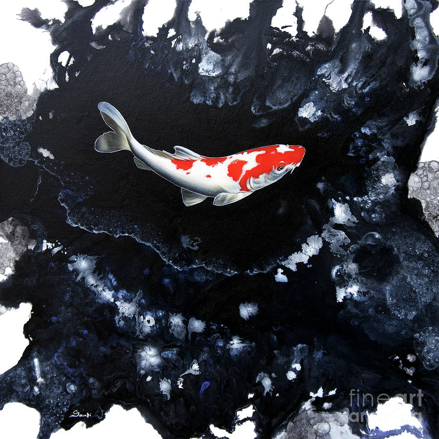 Koi Painting - Splash 2 by Sandi Baker