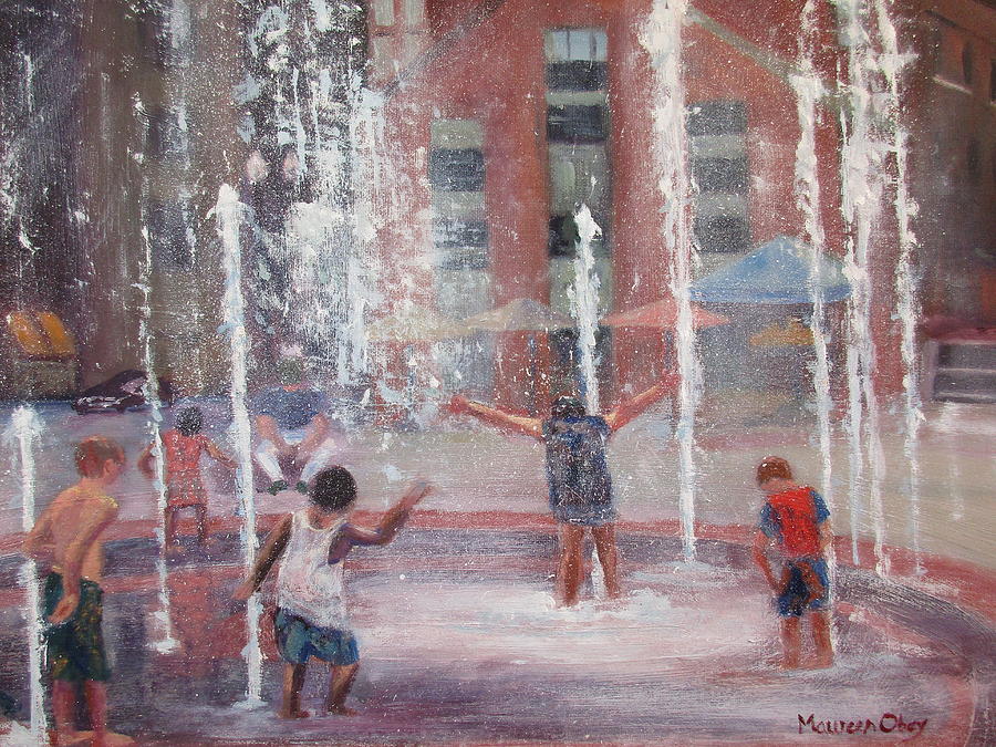 Splash for Joy Rose Kennedy Greenway Painting by Maureen Obey