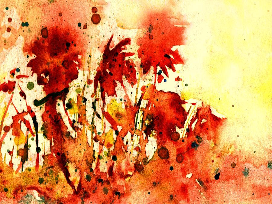 Floral Abstract Painting - Splash of Red by Robin Monroe