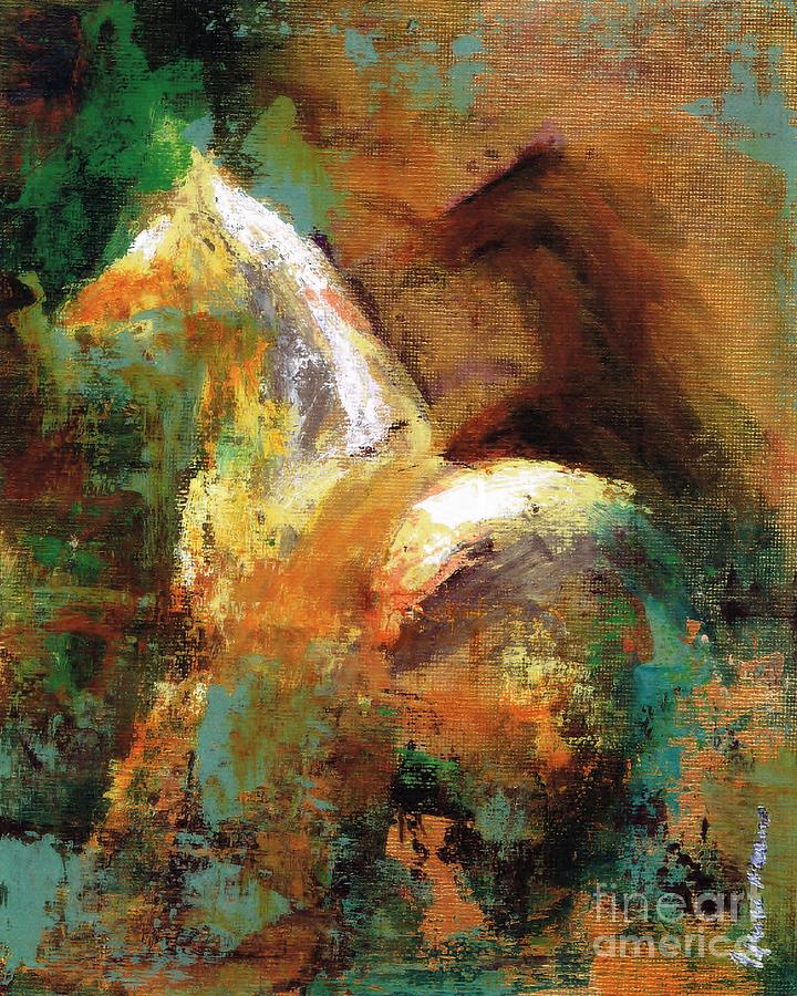 Abstract Horse Painting - Splash of White by Frances Marino