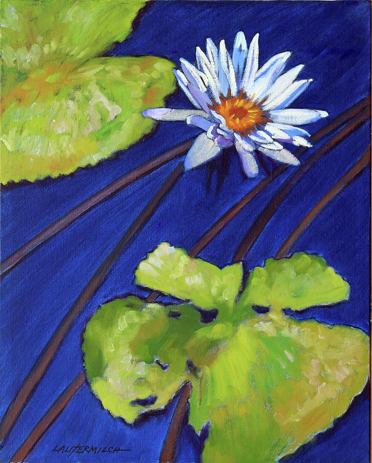 Splash of White on Lily Pond Painting by John Lautermilch