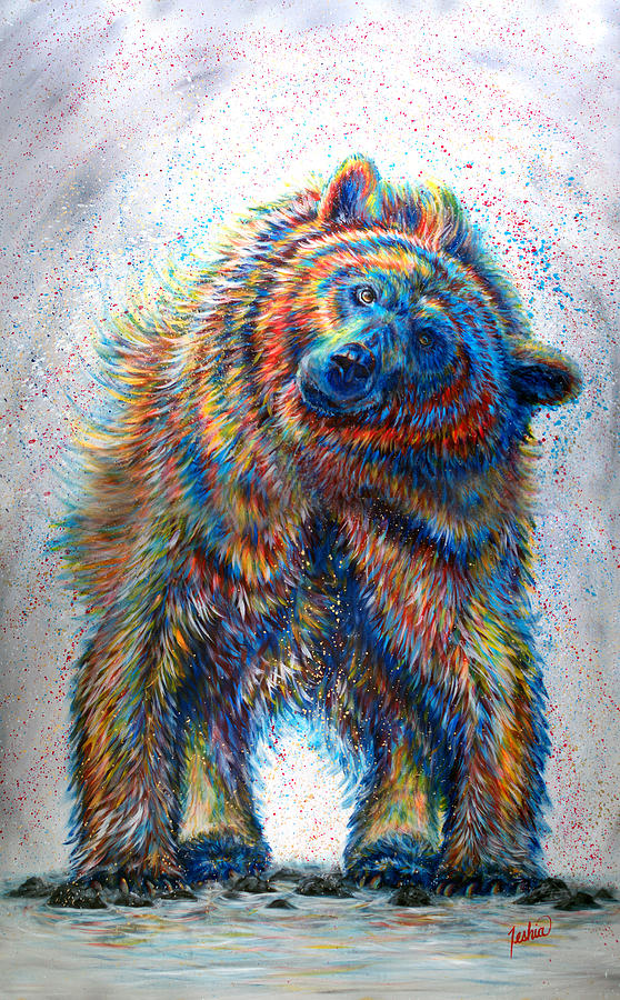 Bear Painting - Splash by Teshia Art