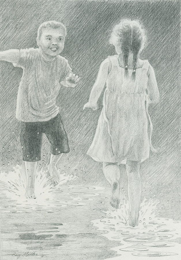 Splashing Drawing by Harry Moulton