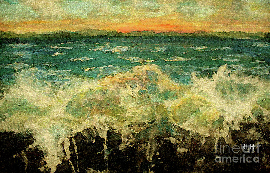 Splashing on Sea Wall Painting by Rita Brown