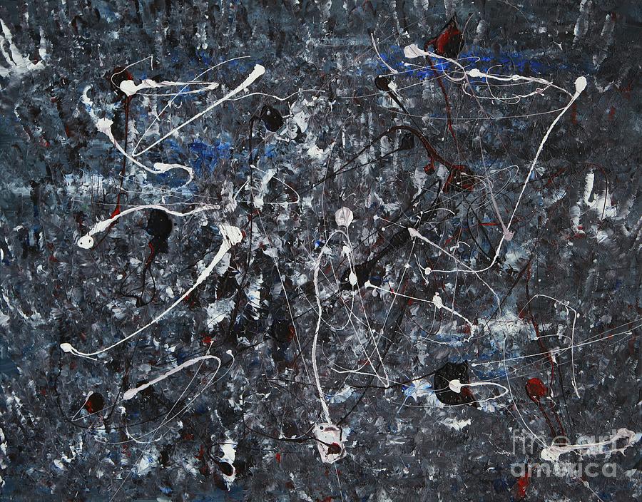 Splattered - Grey Painting by Jacqueline Athmann