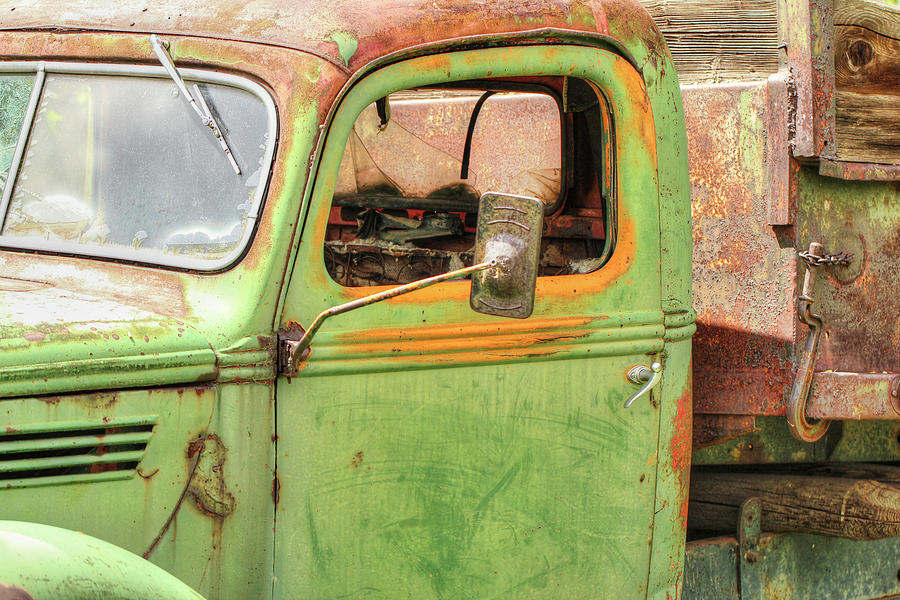 Splendid Green And Rust Dump Truck Photograph by Lorraine Baum