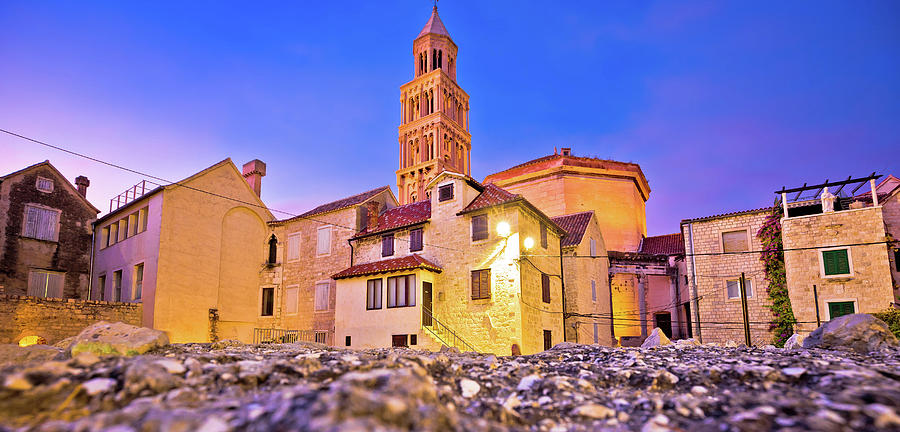 Split cathedral and Diocletians palace street evening view Photograph by Brch Photography