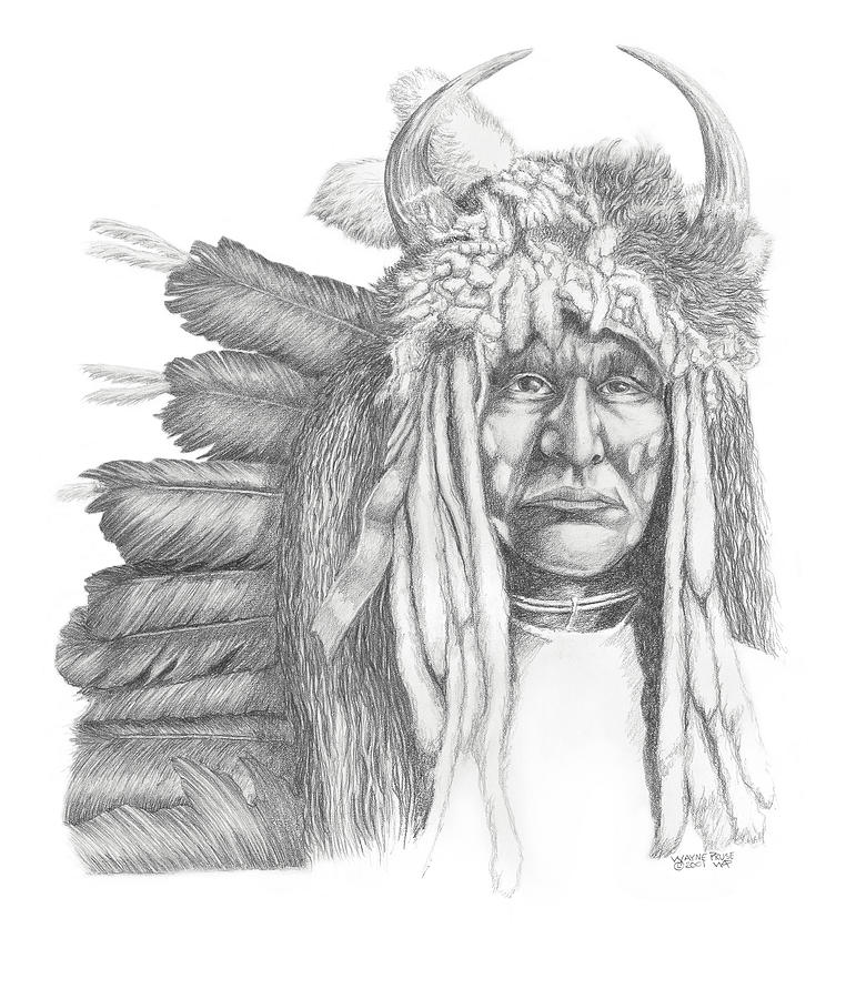Split Horn Headdress Painting by Wayne Pruse