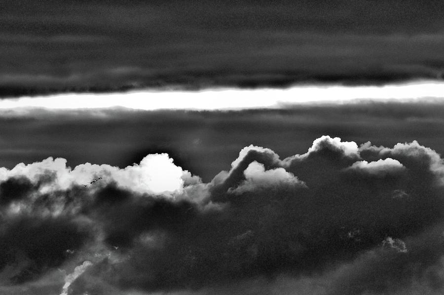 Split in The Cloud Leaking Light BW  Photograph by Lyle Crump