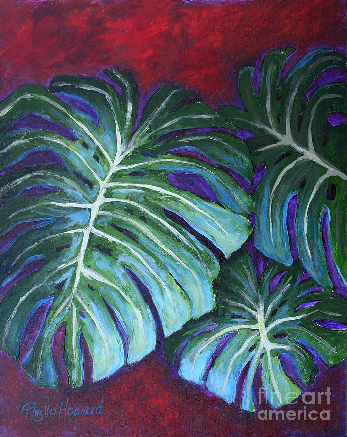 Split Leaf Philodendron Painting by Phyllis Howard