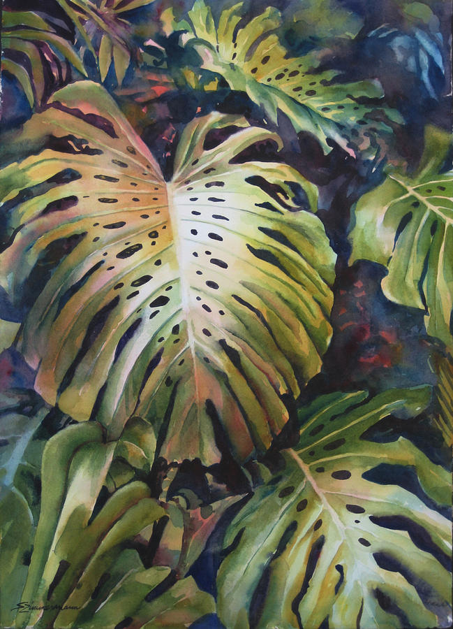 Split Leaves Painting by Sue Zimmermann