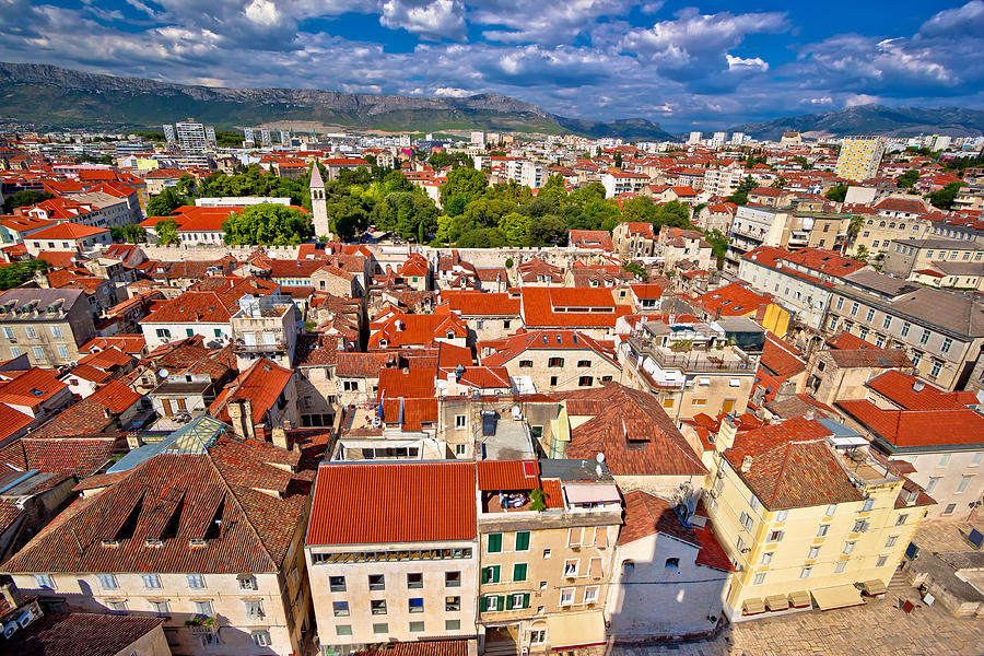 Architecture Photograph - Split old city center aerial view by Brch Photography