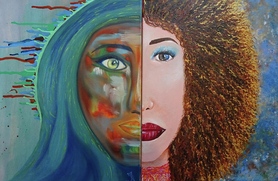 Split Personality Painting - Split Personality by Jeannie Shaw